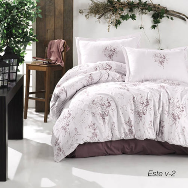 Двойно спално бельо 100% памук ранфорс 4 части king size 240 x 260 см, Elegant, Pink / Purple, Clasy Este V2