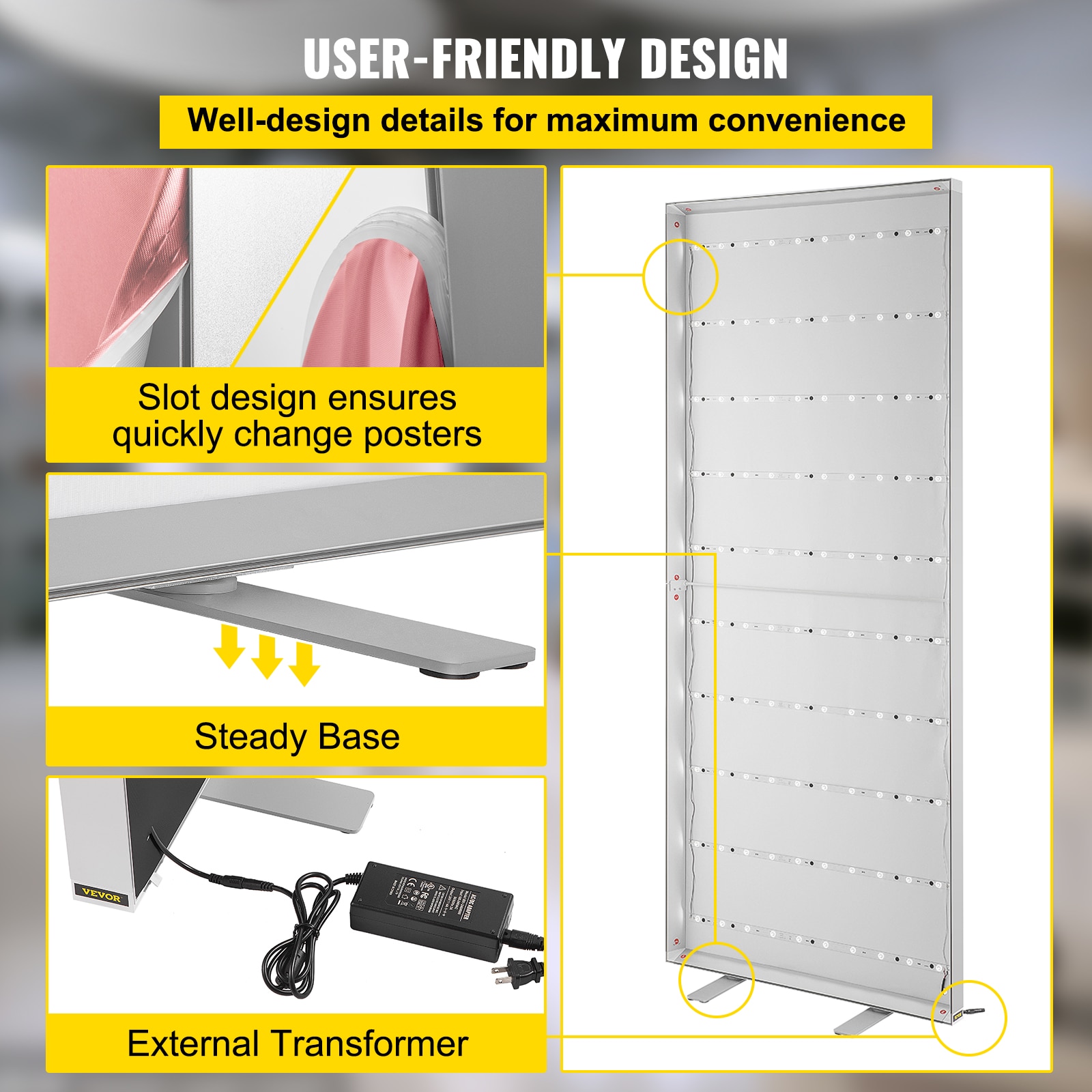 Рамка за LED плакат 34 x 80 - Енергоспестяващ дизайн LED панел със слот ...