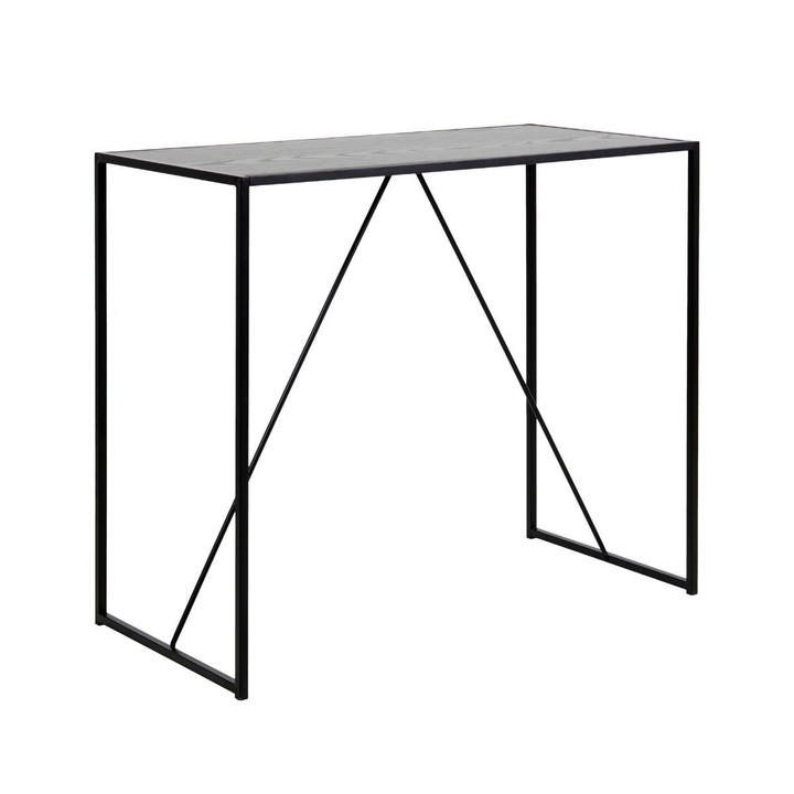Бар маса от MDF, 120 см, Черен, Seaford Actona
