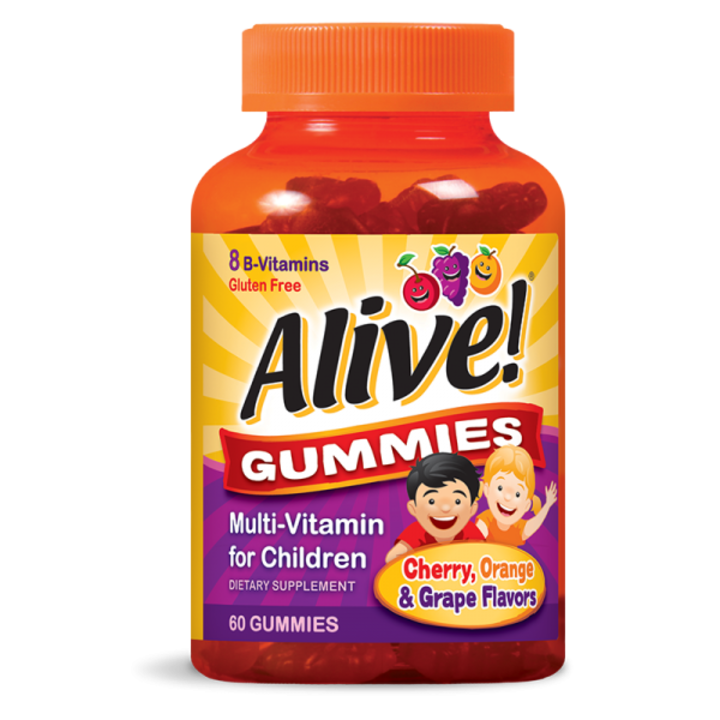 Supliment alimentar, Natures Way, Multi-vitamine pentru copii Gummies, Alive! Multivitamine pentru copii, 60 tablete de gel