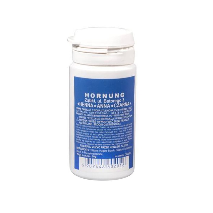 Henna por szemöldök/szempilla festéshez, Hornung, 20g, fekete