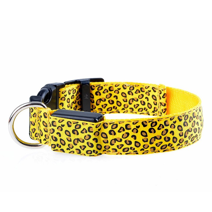 Нашийник за кучета/котки, Zola®, с LED, размер M, жълт