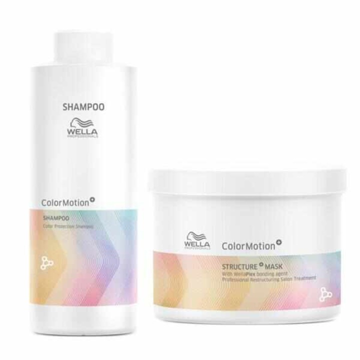 Set pentru par vopsit Wella Professionals ColorMotion, Sampon 1000 ml, Masca 500 ml