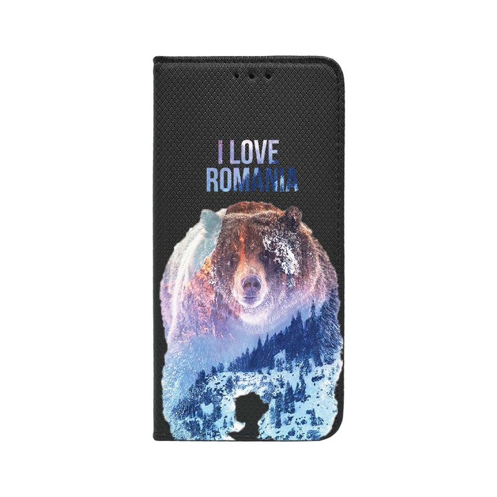 Husa BestCase® Tip Carte, Magnet Book Case, Compatibila Cu Xiaomi Redmi Note 12 Pro Plus, I Love Romania, Inchidere Magnetica, Buzunar Card, FLB 35