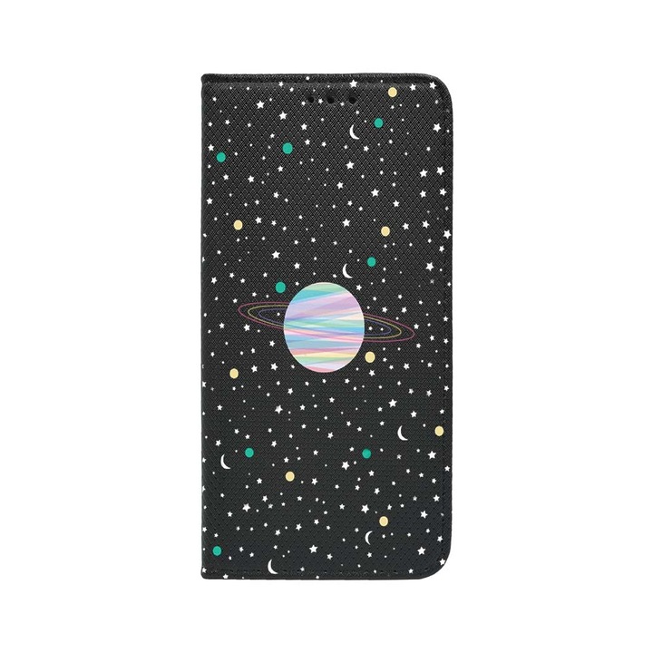 Husa BestCase® Tip Carte, Flip Cover, Compatibila Cu Xiaomi Redmi 12C / Poco C55, Universe, Planets, Inchidere Magnetica, Buzunar Card, FLB 468