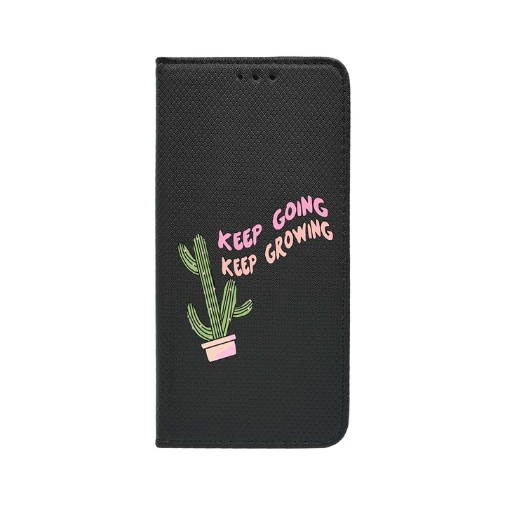 Калъф тип тефтер BestCase за OPPO Reno 8T 4G, Keep Growing, Cactus, Magnetic Flip Case, Black FLB 482