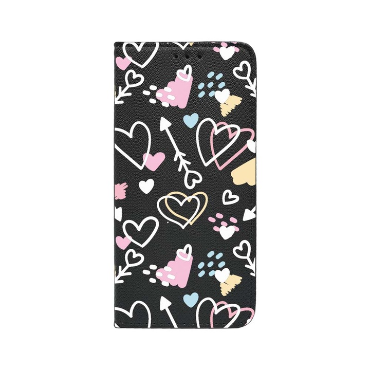 Калъф тип тефтер BestCase за Apple iPhone 13, Love Symbols, Magnetic Flip Case, Black, FLB 764
