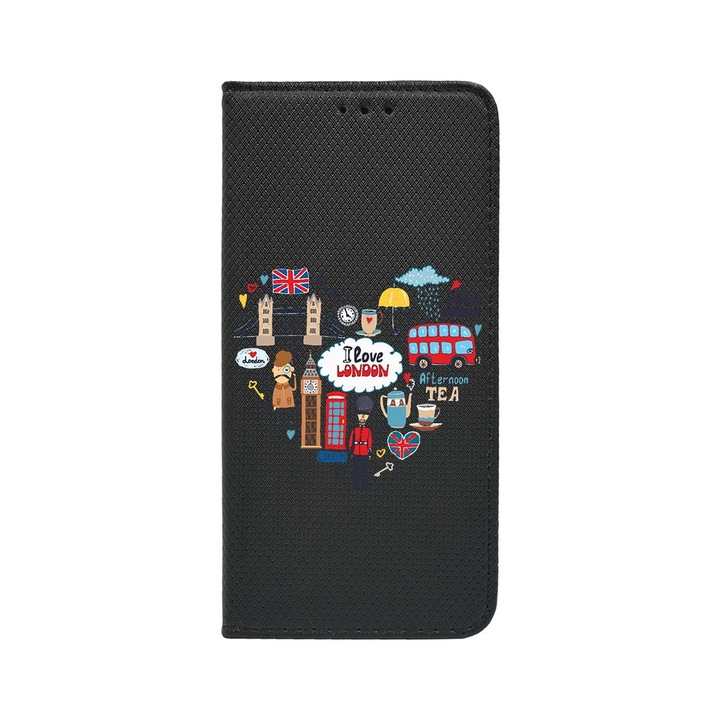 Калъф тип тефтер Bestcase за Huawei nova Y70, I Love London, Magnetic Flip Case, Black, FLB 732