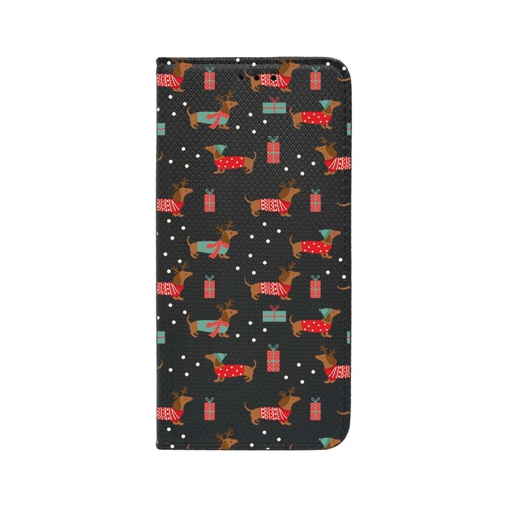 Husa BestCase® Tip Carte, Magnet Book Case, Compatibila Cu Xiaomi Redmi Note 12 Pro Plus, Dachshund Christmas, Inchidere Magnetica, Buzunar Card, FLB 871