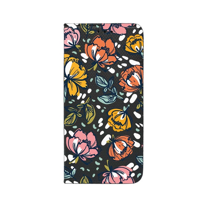 Калъф тип тефтер BestCase за OPPO Reno 8T 4G, Flowers - Pastel Colors, Magnetic Flip Case, Black FLB 755