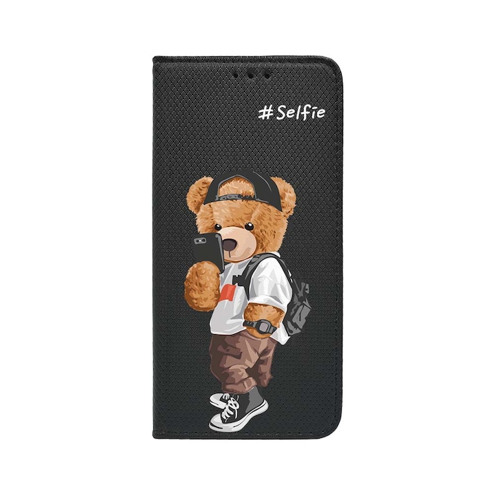 Калъф тип тефтер BestCase за Honor Magic6 Lite, Selfie Teddy Bear, Magnetic Flip Case, Black FLB 925