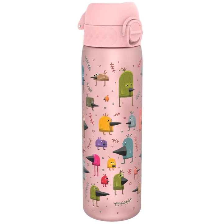 Детска бутилка за вода, Ion8, Funny Birds, 500 мл, Тритан, 23.1x6.5 см, Многоцветна