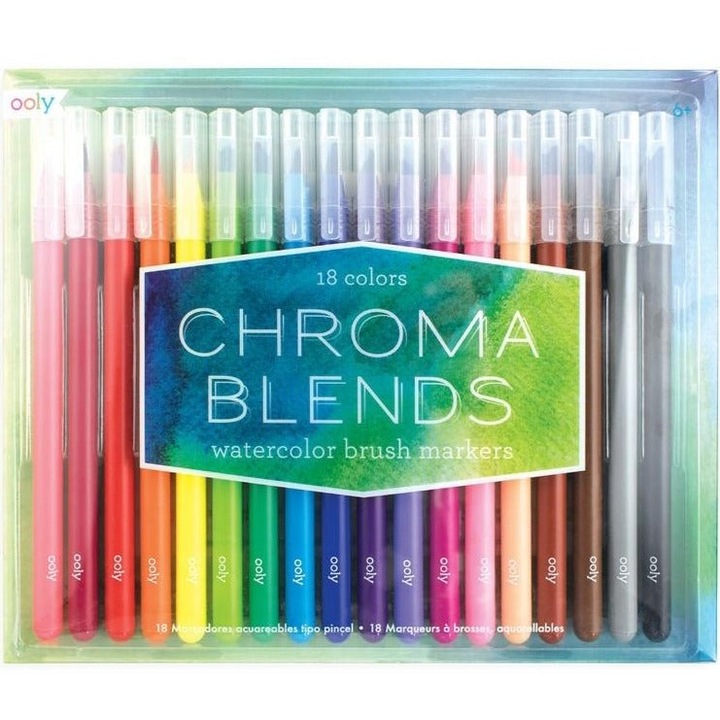Carioci acuarele cu pensula, Chroma Blends, set de 18