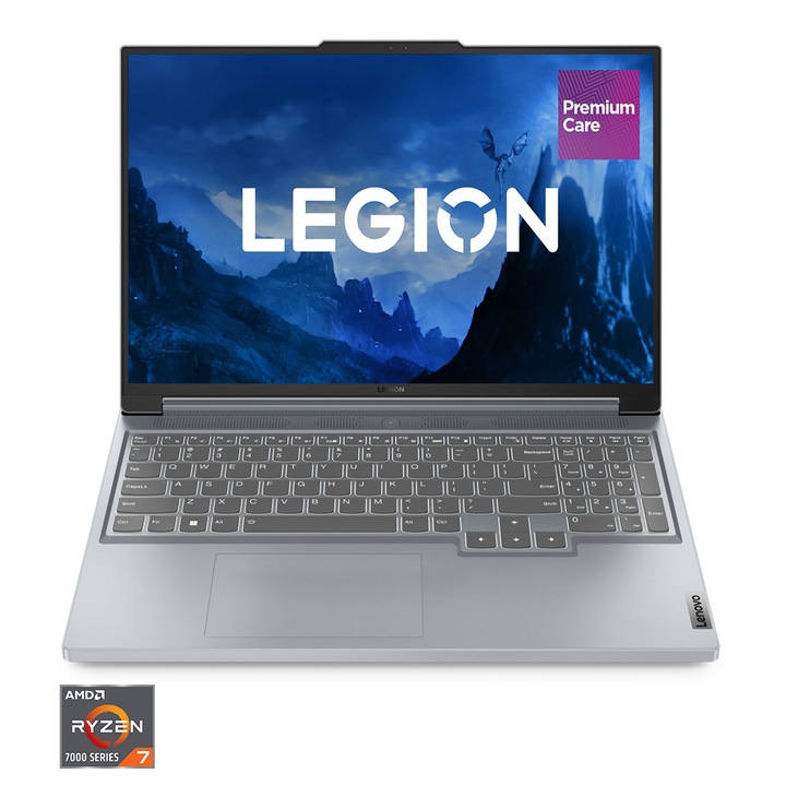 Лаптоп Gaming Lenovo Legion Slim 5 16APH8, AMD Ryzen™ 7 7840HS, 16", WQXGA, 165Hz, 16GB, 512GB SSD, NVIDIA® GeForce® RTX™ 4070 8GB, No OS, Misty Grey