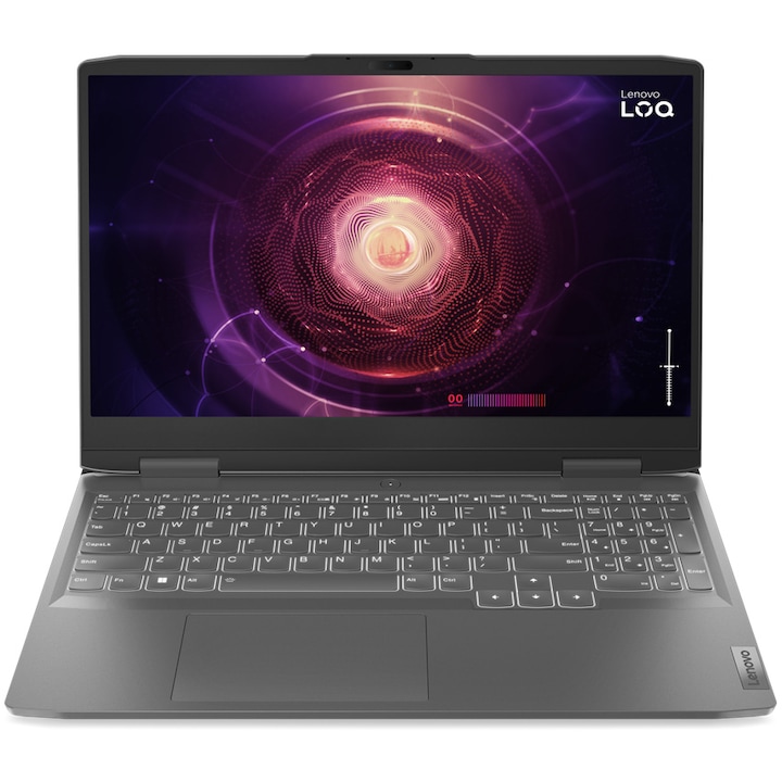 Lenovo LOQ 15APH8 15.6" FullHD laptop, AMD Ryzen™ 7 7840HS, 16GB, 512GB SSD, Nvidia® GeForce® RTX 4050 6GB, NoOS, Nemzetközi angol billentyűzet, Szürke