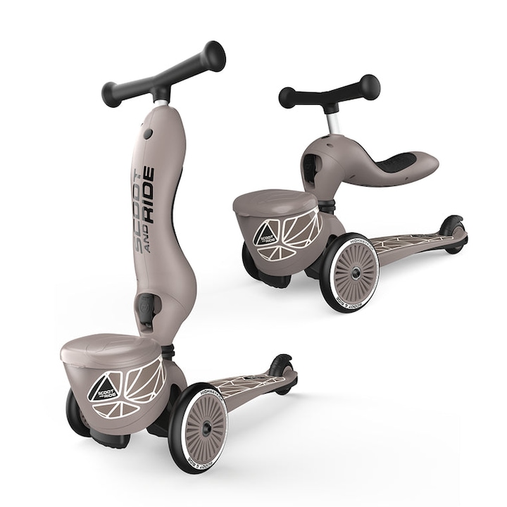 Детска тротинетка - скутер 2 в 1 Scoot & Ride 1-5 години Кафява