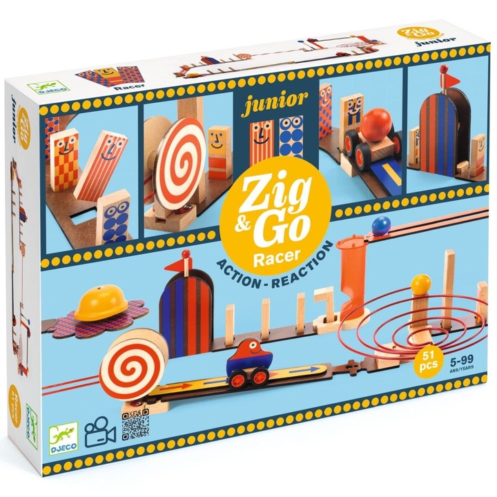 Комплект от 51 строителни части Djeco, 5 години+, многоцветни