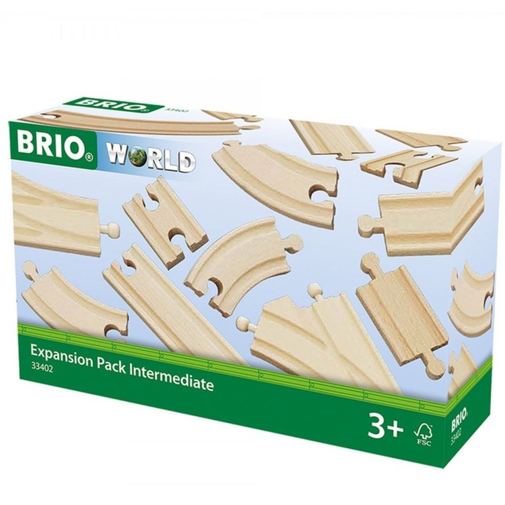 Разширителен комплект играчка Brio World, дърво, 16 елемента, бежово