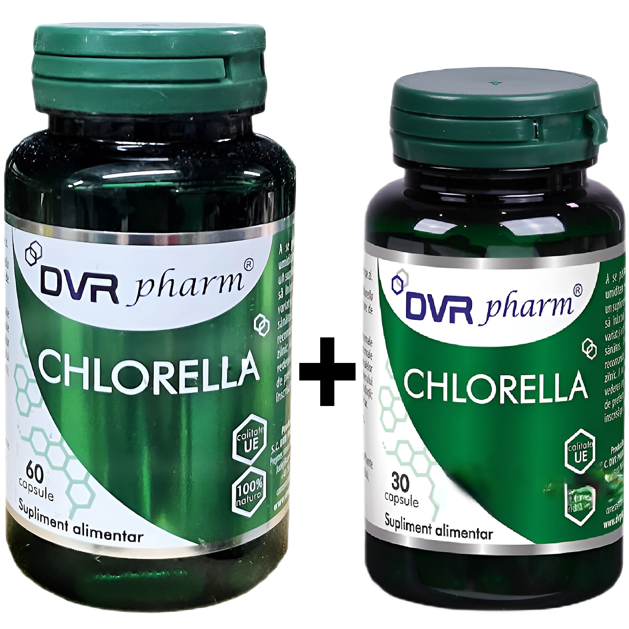 Pachet Chlorella extract standardizat Premium, 2 flacoane 90cps, DVR