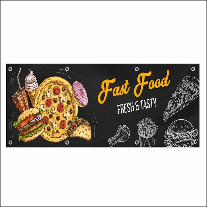 Banner MEDIA, "Fast food" modell 4, 200 x 80 cm