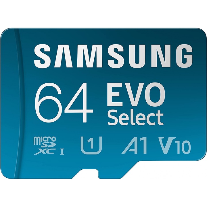 Card de memorie Samsung EVO Select microSDXC, 64 GB, 130MB/s, Clasa 10 UHS-I, U3, cu adaptor SD