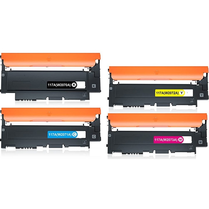 Комплект от 4 тонер касети HP 117A без чип, W2070/ W2071/ W2072/ W2073- черна, циан, маджента, жълта 1000 стр.