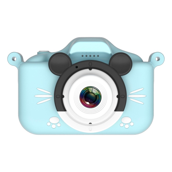 Camera Foto Copii, Fluffy, 20 Mpx, Full HD 1080P, model Mickey Mouse, Ecran 2 inch, Functie Foto/Video, Jocuri, Albastru