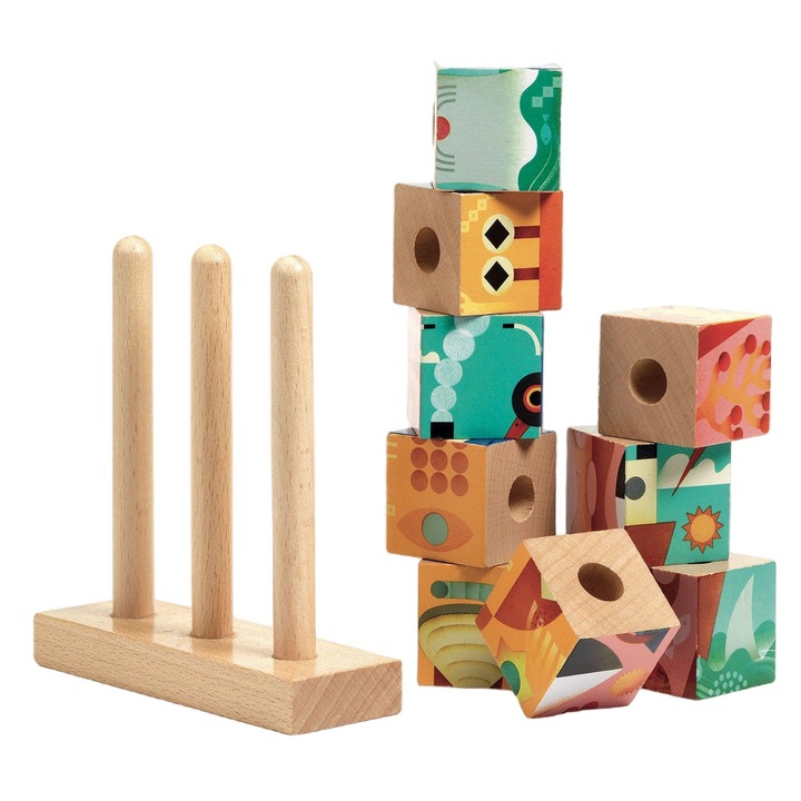 Rejtvény gyerekeknek, Djeco, Fa, 3 év felett, 11 x 13 x 4 cm, Többszínű