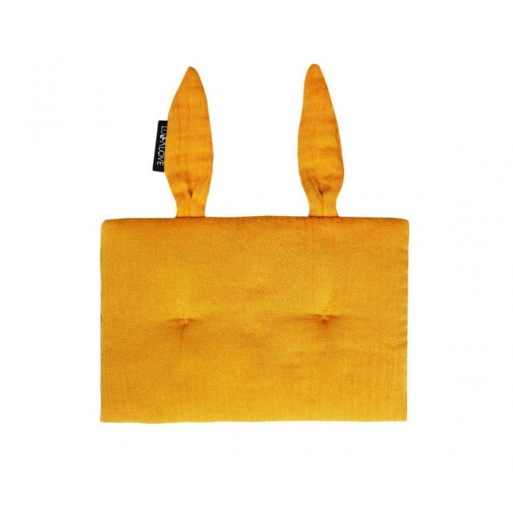 Perna patut bebe in forma de iepuras, Lullalove, Bambus/Bumbac/Silicon antialergic, 18x30cm, Portocaliu