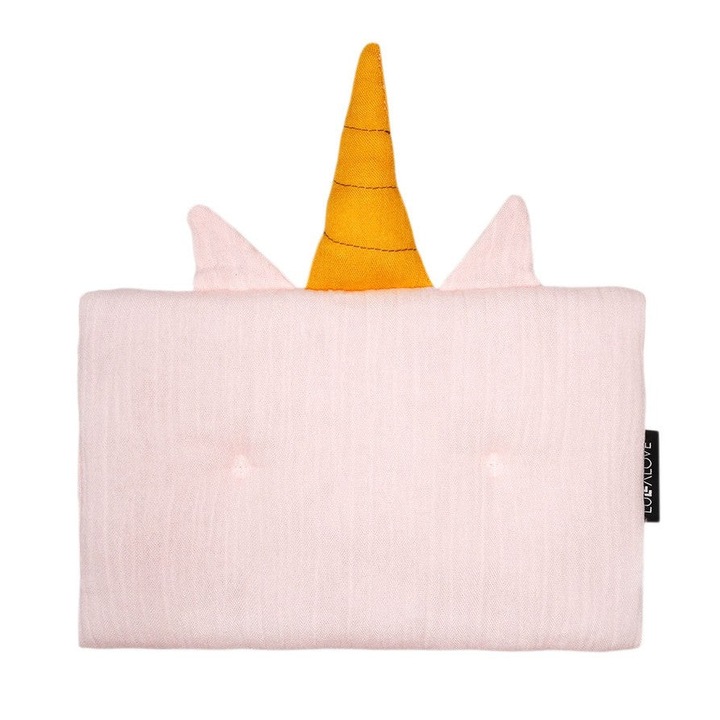 Perna patut bebe, Lullalove, Bambus/Bumbac/Silicon antialergic, 40x30cm, Roz/Galben