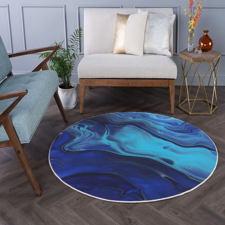 Covor Asi Home Rug 488, 80 x 80cm, Bumbac | Poliester, Albastru