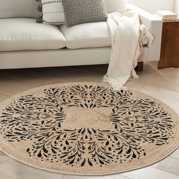 Covor Asi Home Rug 473, 110 x 110cm, Bumbac, Poliester, Crem
