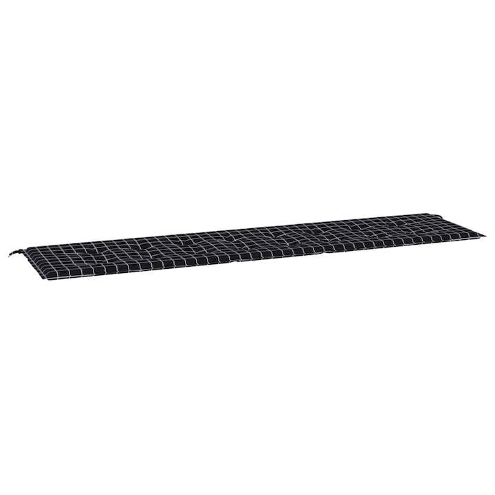 Perna banca de gradina vidaXL, negru carouri, 200x50x3 cm, textil, 0.75 Kg