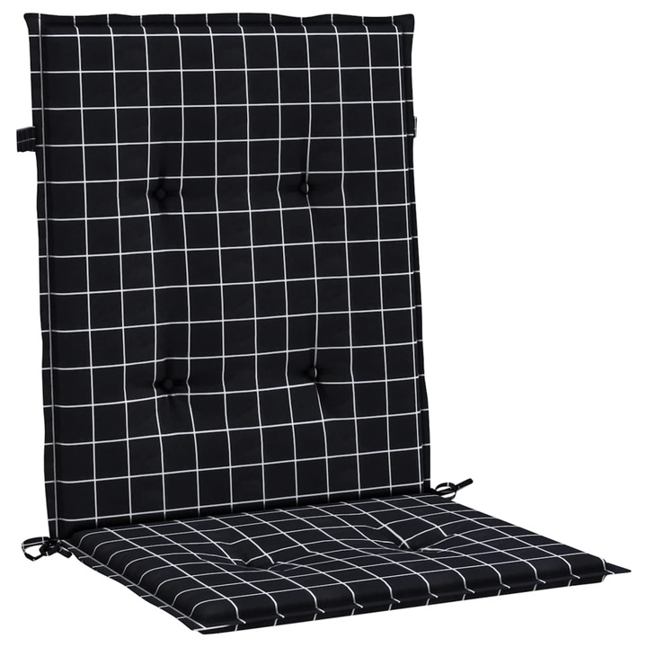 Set perne de scaun spatar jos vidaXL, 4 buc. negru, model carouri, textil, 100 x 50 x 4 cm, 1.65 Kg