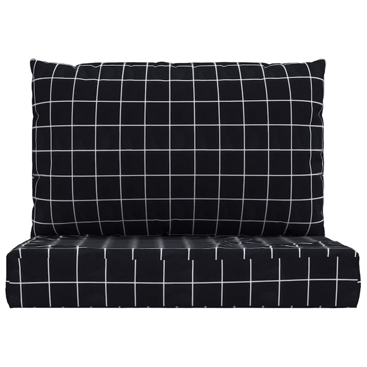 Set perne pentru paleti vidaXL, 2 buc, negru, model carouri, textil oxford, 1.7 Kg