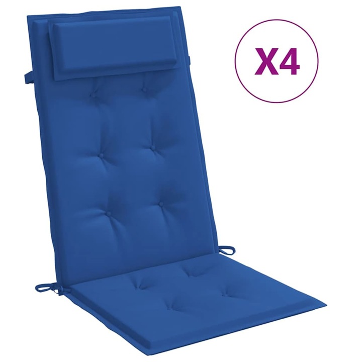 Set perne scaun spatar inalt 6 buc vidaXL, albastru regal, tesatura Oxford, 120 x 50 x 3 cm, 3.2 Kg