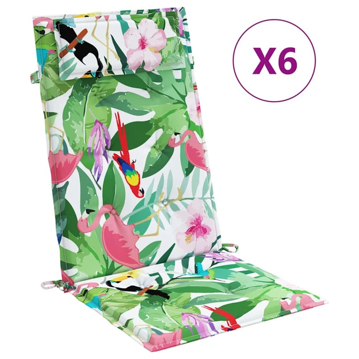 Set perne de scaun spatar inalt vidaXL, 6 buc., multicolor, textil oxford, 120 x 50 x 3 cm, 3.2 Kg