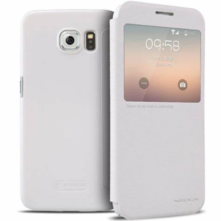 Кейс за Samsung Galaxy S6 Nillkin flip sparkle white