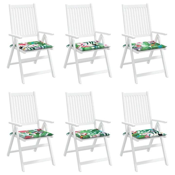 Perne scaun de gradina vidaXL, 6 buc., multicolor, 40x40x4 cm, textil 361019
