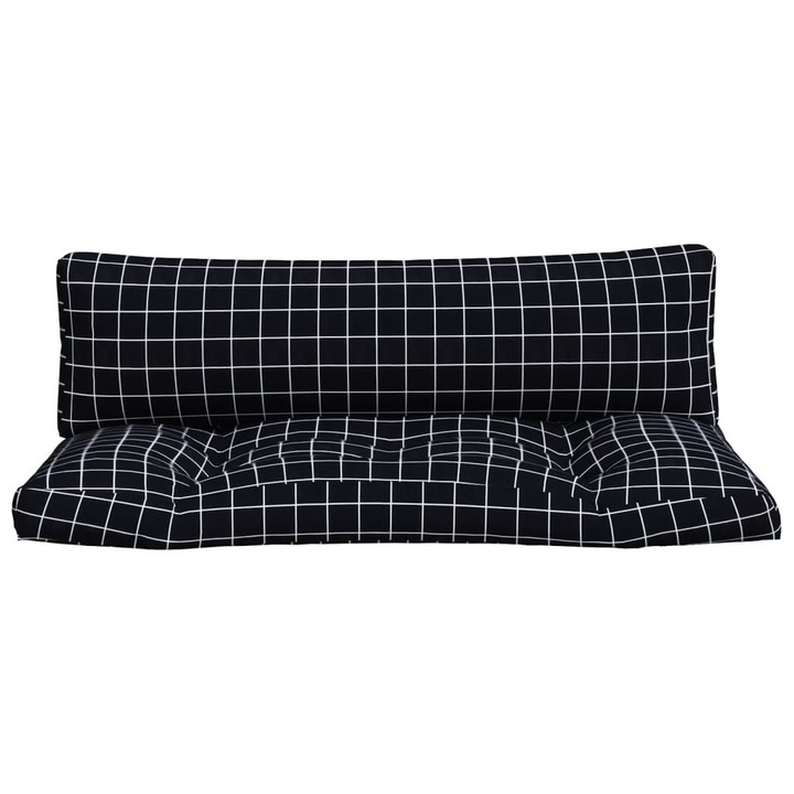 Set perne pentru paleti vidaXL, 2 buc, negru, model carouri, textil oxford, 3.5 Kg