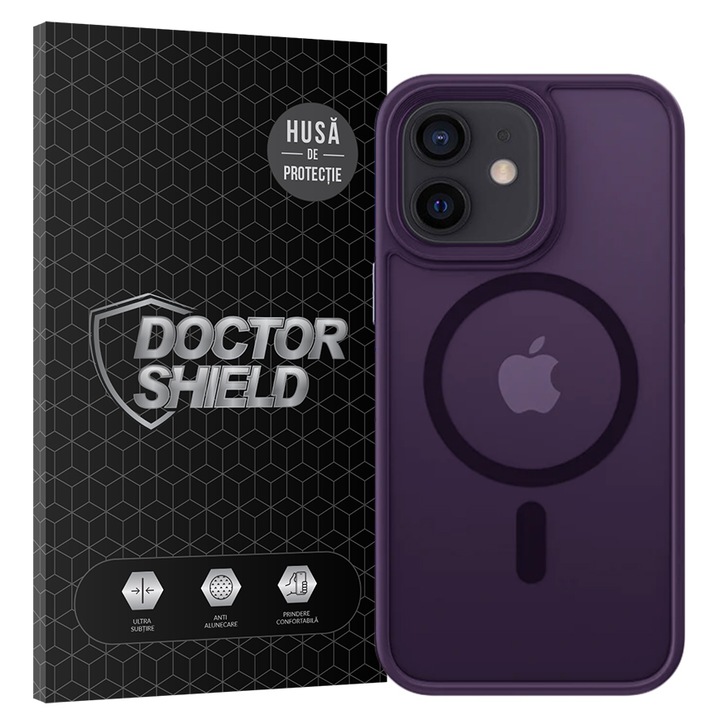 Husa de Protectie, Compatibila Apple iPhone 12, Doctor Shield Fantom, MagSafe - Violet