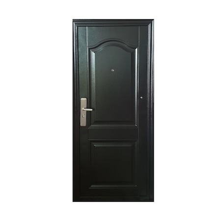 Usa Metalica Intrare, Interior L20, Otel, Dreapta, Apartament Birou Sediu Casa, Vizor Sonerie Prag 3 Balamale Manere Chei, Maro Inchis Wenge, 202 x 88 cm
