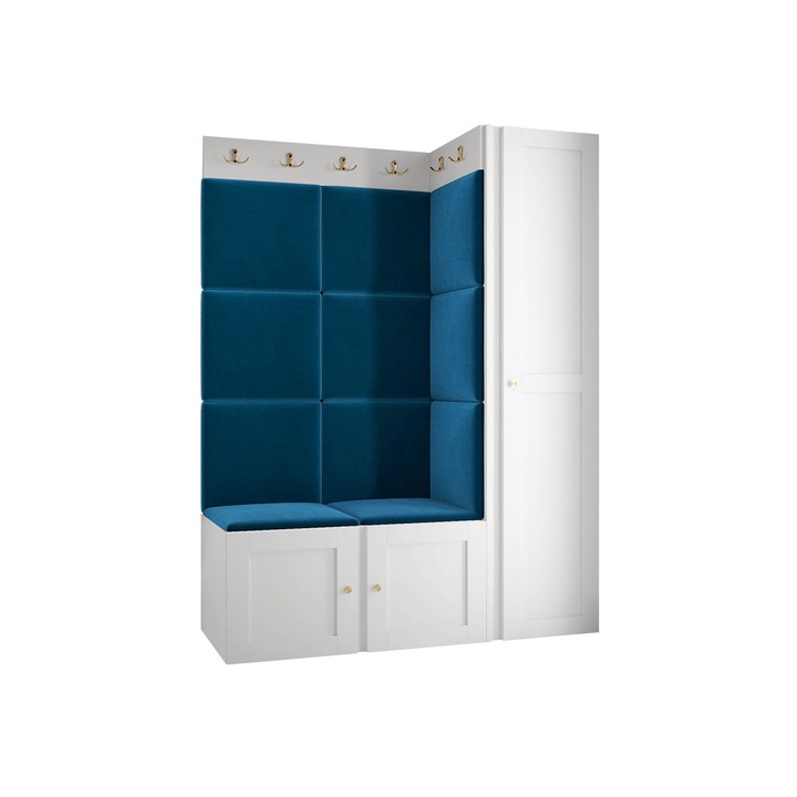 Mobilier pentru hol Terospito IX, MIRJAN24, alb / albastru, 46x124x186 cm