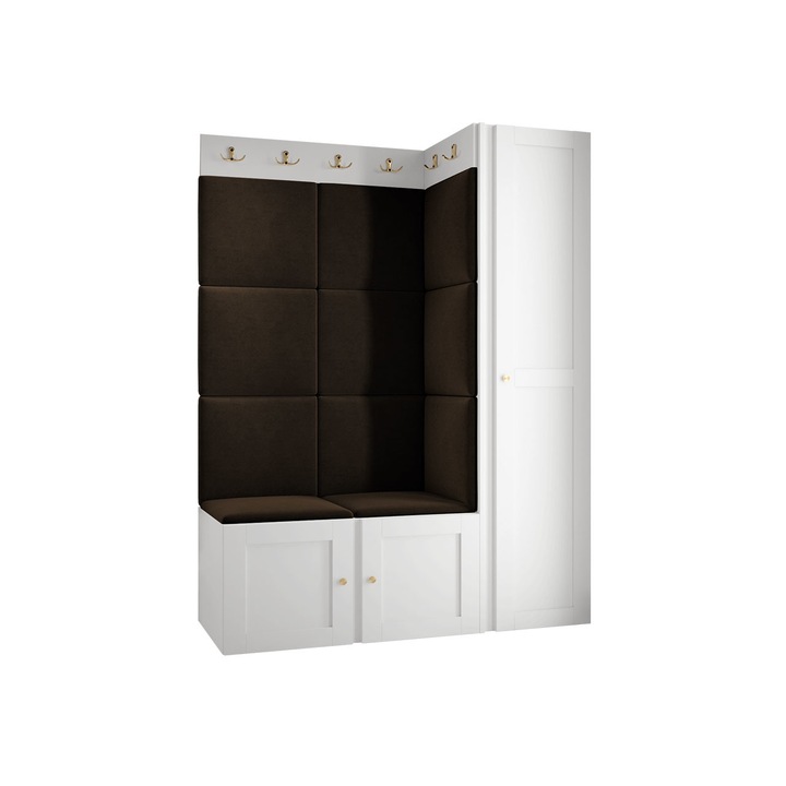 Mobilier pentru hol Terospito IX, MIRJAN24, alb / maro, 46x124x186 cm