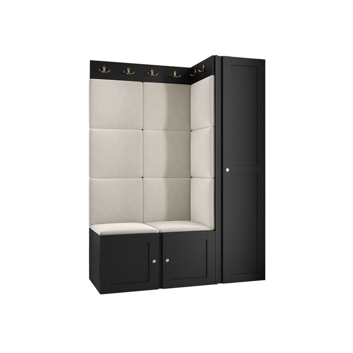 Mobilier pentru hol Terospito IX, MIRJAN24, negru / bej, 46x124x186 cm