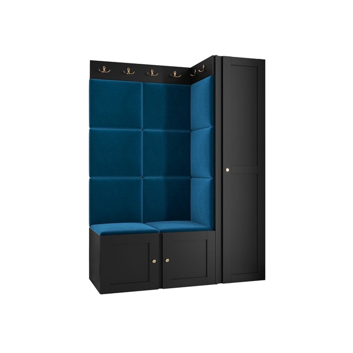 Mobilier pentru hol Terospito IX, MIRJAN24, negru /alabastru, 46x124x186 cm