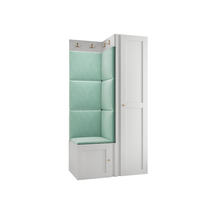 Mobilier pentru hol Terospito XXV, MIRJAN24, alb / menta, 46x82x186 cm