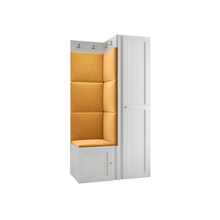 Mobilier pentru hol Terospito XXV, MIRJAN24, alb / galben, 46x82x186 cm