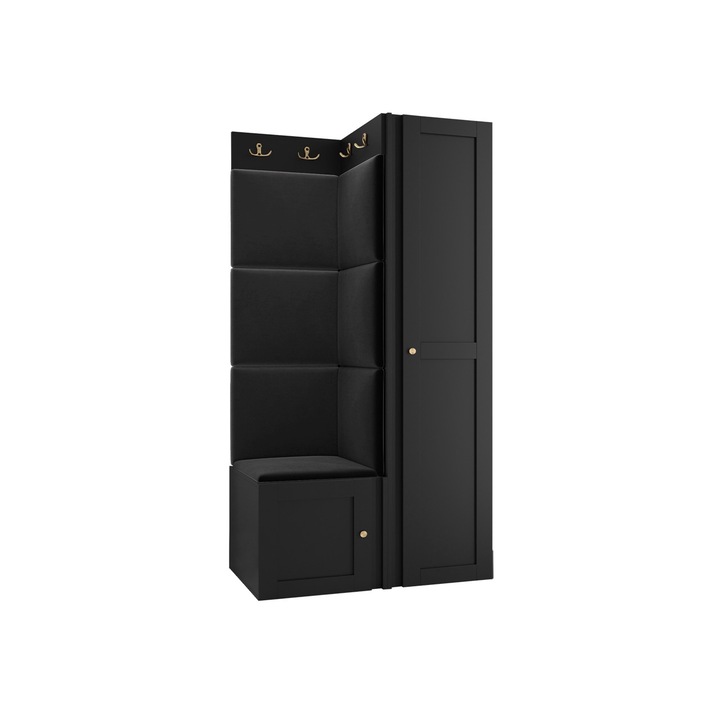 Mobilier pentru hol Terospito XXV, MIRJAN24, negru / negru, 46x82x186 cm