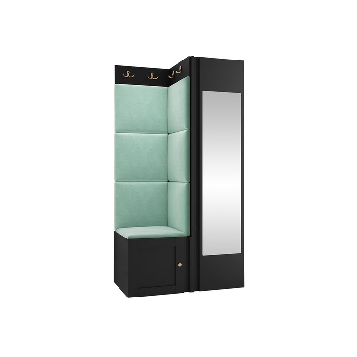 Mobilier pentru hol Terospito XXVI, MIRJAN24, negru / menta, 46x82x186 cm